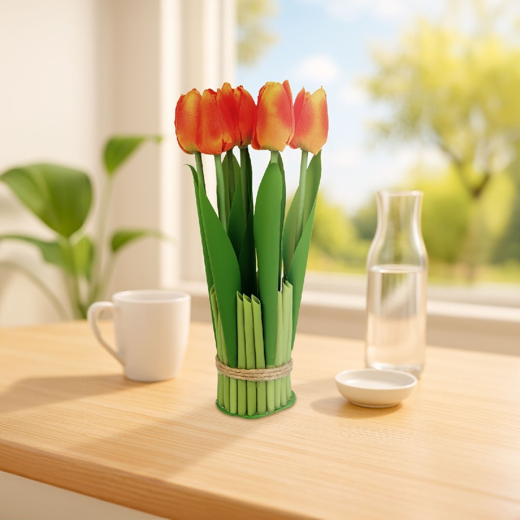 Planta artificiala, lalea portocalie, 26x6.5cm