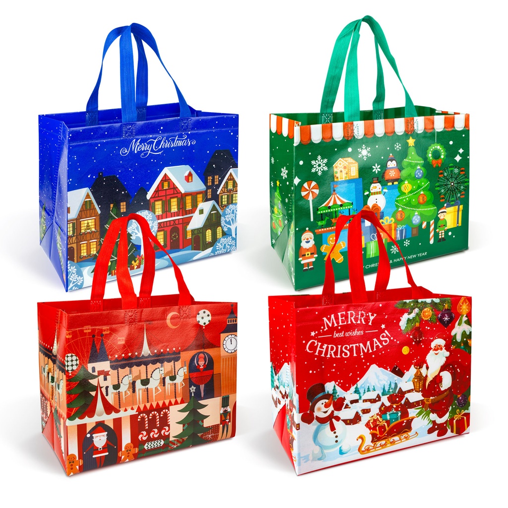 Punga decorativa pt cadouri, textil netesut,  4 modele, 31x25x17cm