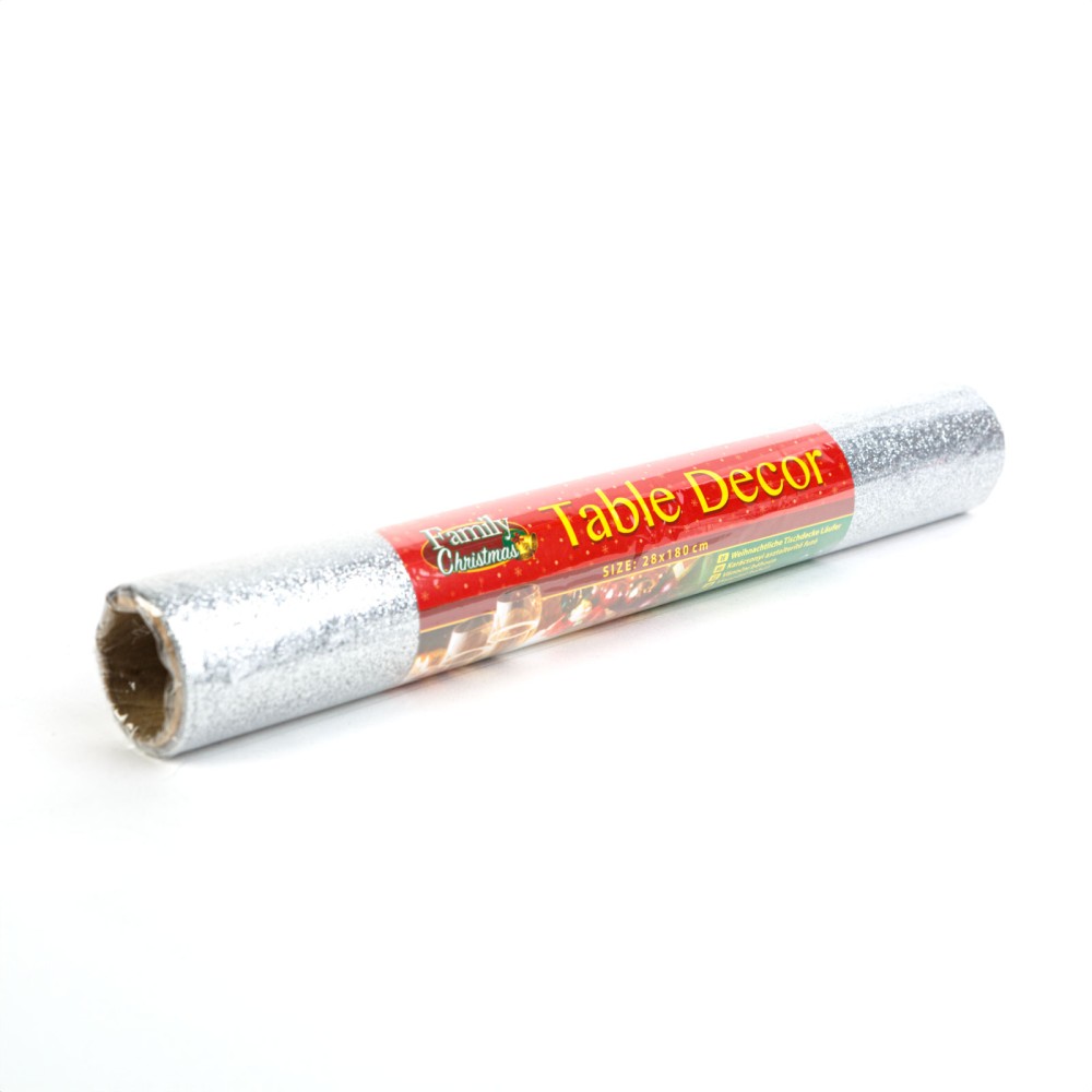 Runner de masa, Craciun, argintiu, 180x28cm