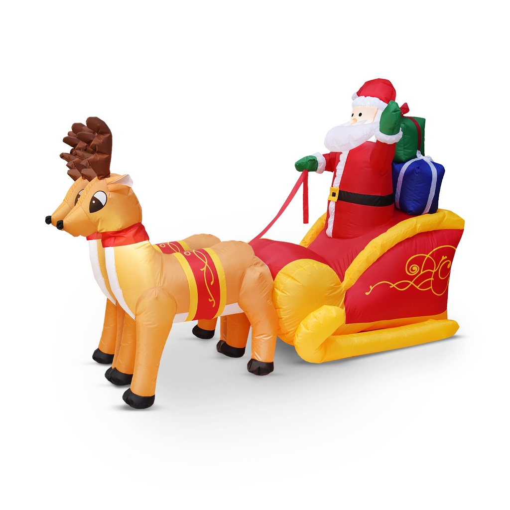 Sanie gonflabila Mos Craciun, 9 LED, IP44, 230cm