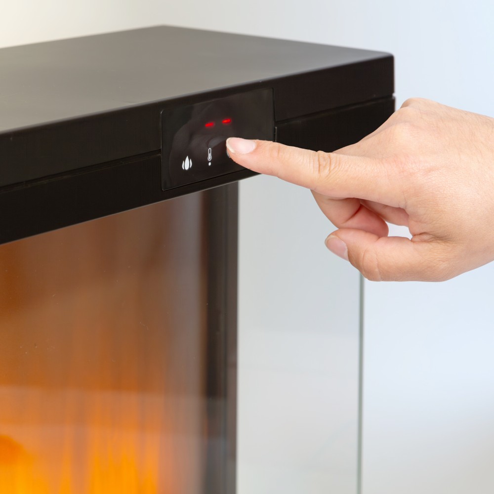 Semineu electric, 1000/2000 W, incalzitor radiant cu LED, 37x22x56cm