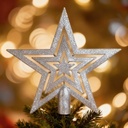 Set ornamente brad, 100 globuri, stea, argiontiu