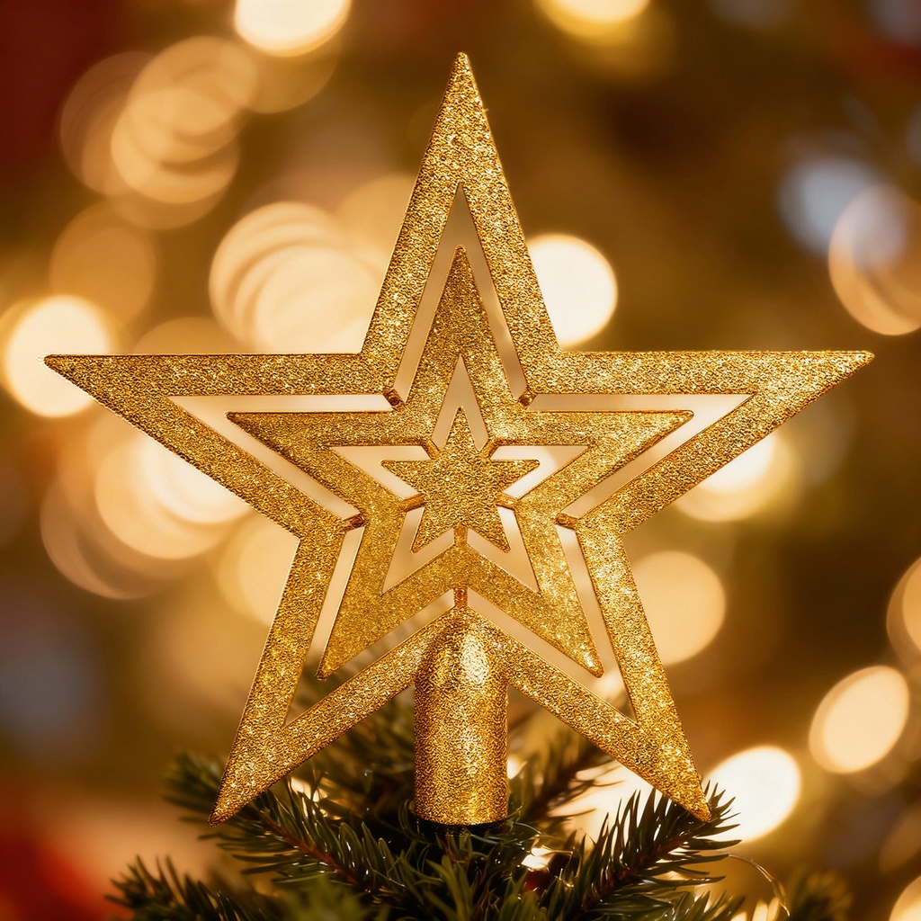 Set ornamente brad, 100 de globuri si varf stea, auriu