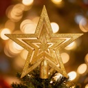 Set ornamente brad, 100 de globuri si varf stea, auriu