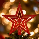 Set ornamente brad, 100 de globuri si varf stea, rosu