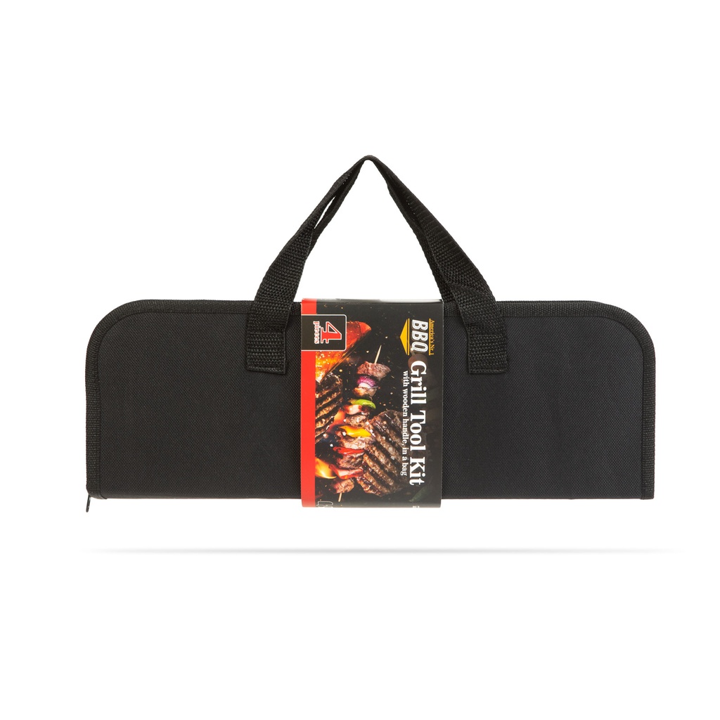 Set gratar, cu maner din lemn, set 4 buc.