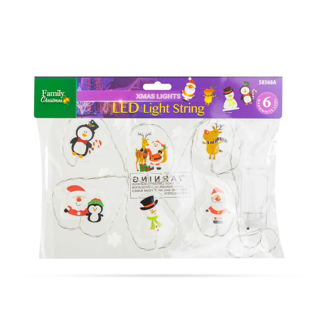 Sir lumina Craciun, autocolant gel pt geam, 6 LED