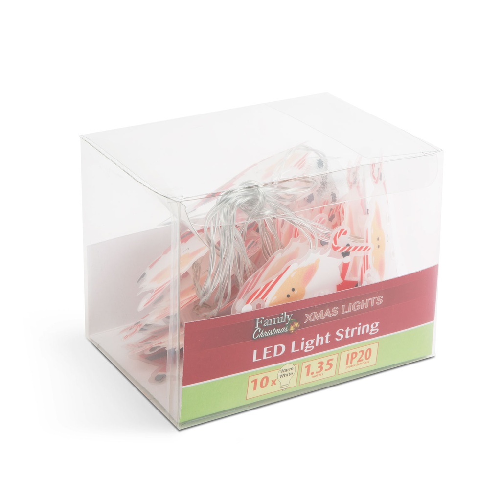 Sir de lumini, Mos Craciun, 10 LED, 2xAA, 1.35m