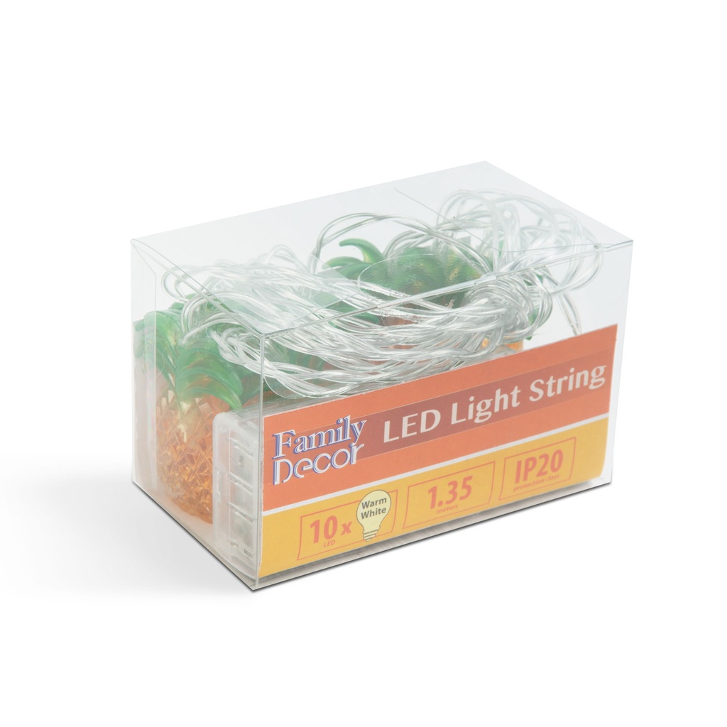 Sir de lumini, ananas, 10 LED, alb cald, 1.65m