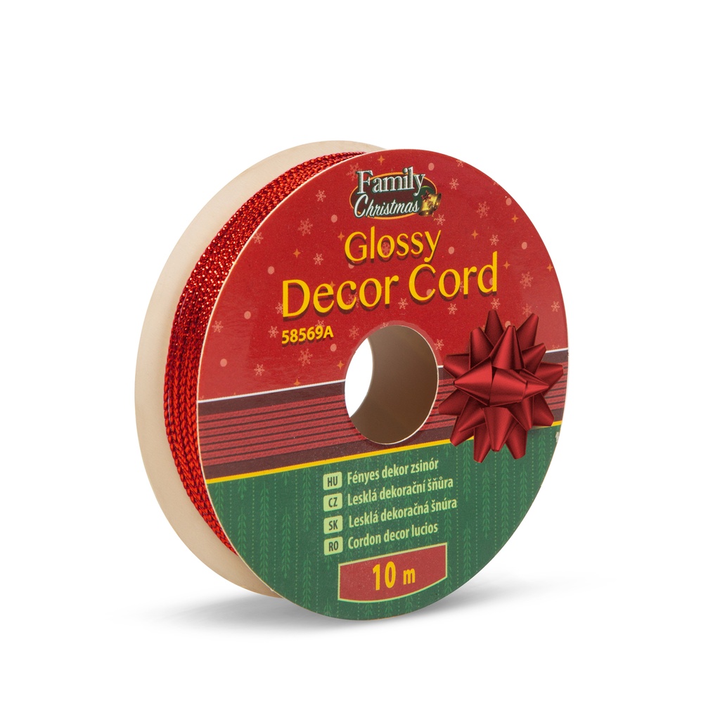 Snur decor stralucitor, rosu, 10m