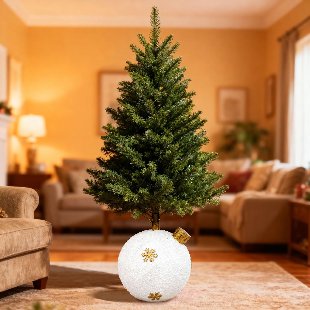 Suport brad Craciun, glob ornamental, 41x41x47cm
