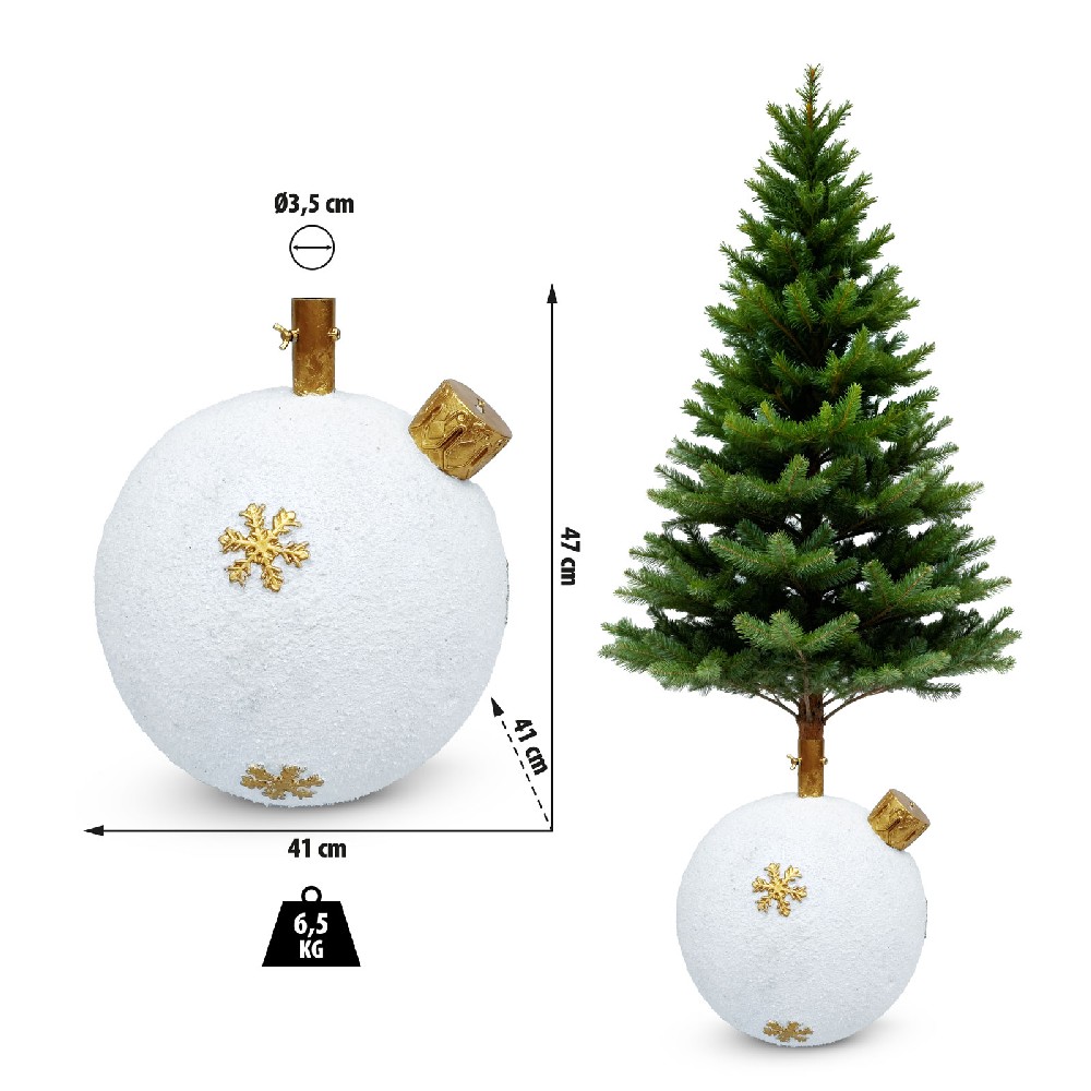 Suport brad Craciun, glob ornamental, 41x41x47cm