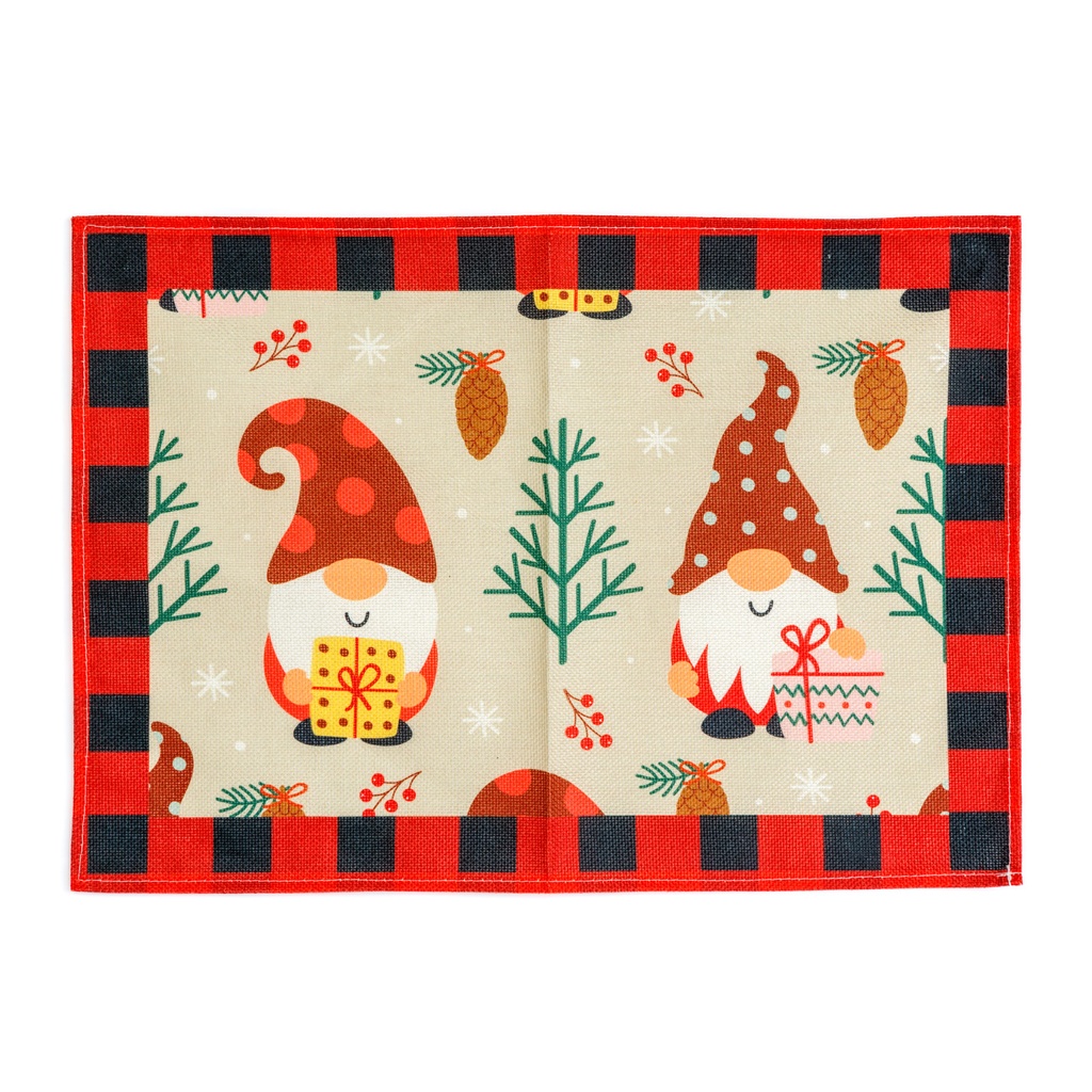 Suport de farfurie decorativ, model spiridus, rosu-negru, 46x32cm