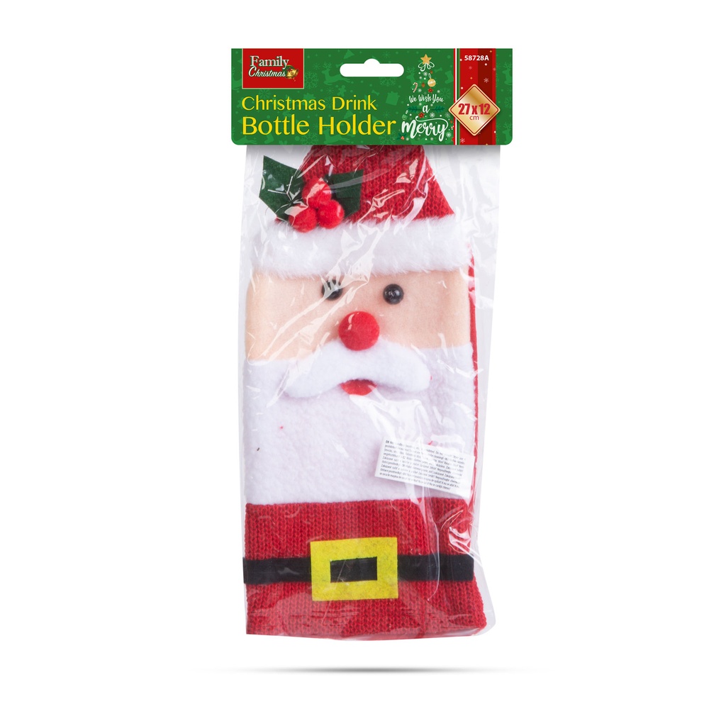 Suport sticla bautura, Mos Craciun 3D, 27x12cm