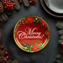 Tava decorativa, plastic, Merry Christmas, 22cm
