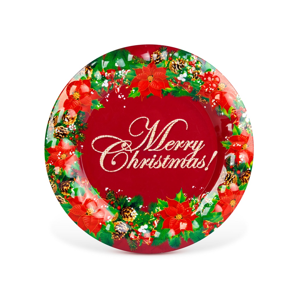 Tava decorativa, plastic, Merry Christmas, 37.5cm