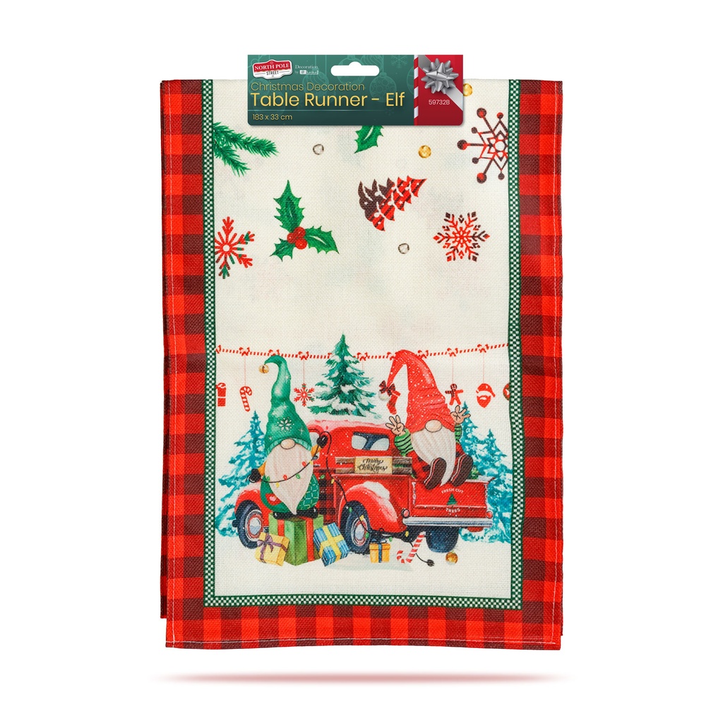 Traversa decor masa, spiridus, 183x33cm