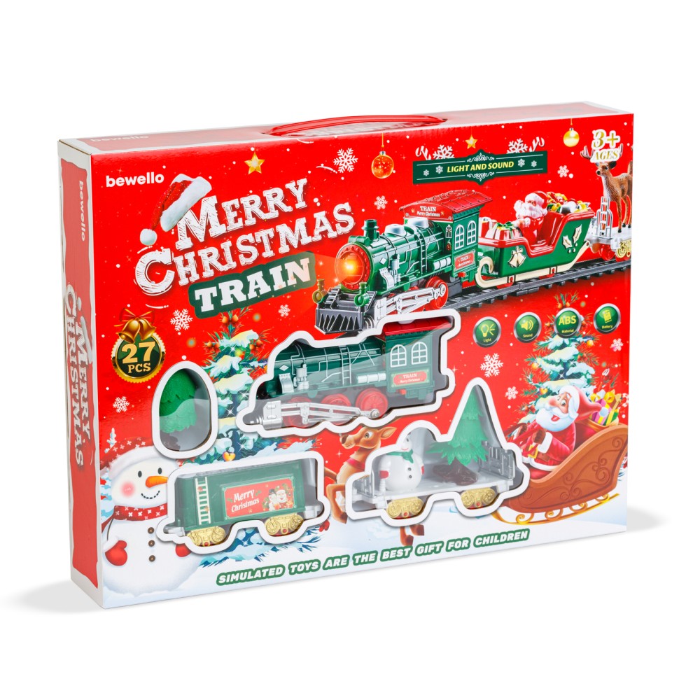 Trenulet de Craciun pentru brad, muzica si lumini