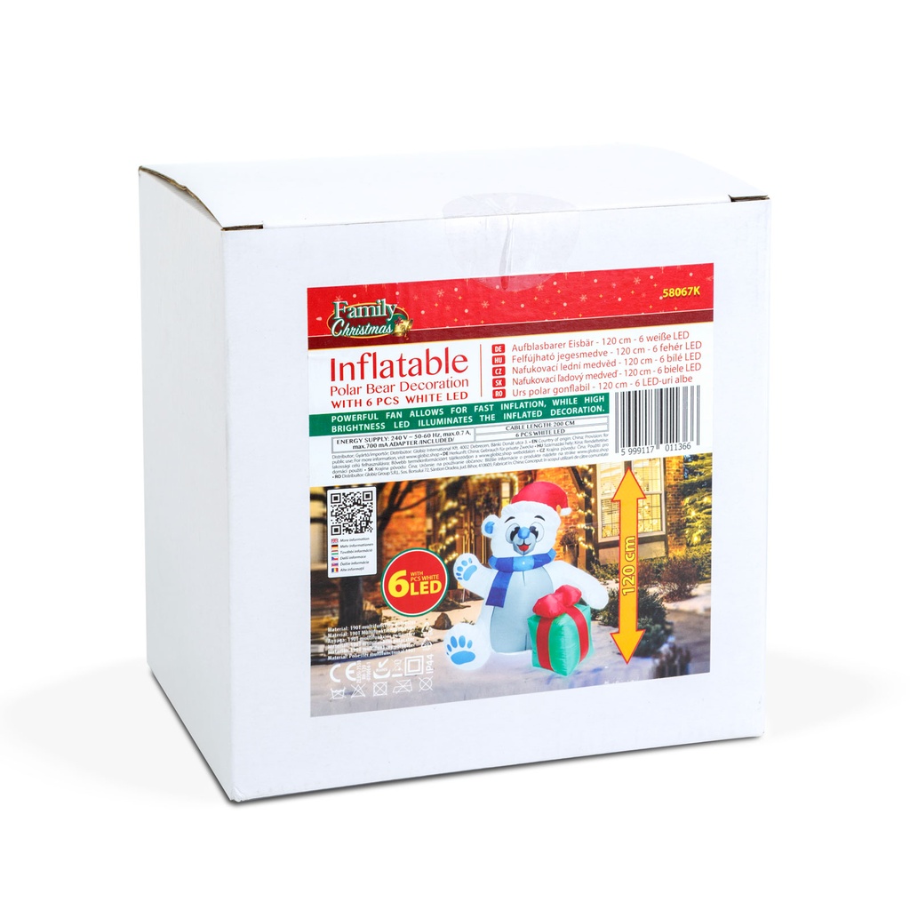 Urs polar gonflabil, 6 LED, IP44, 120cm