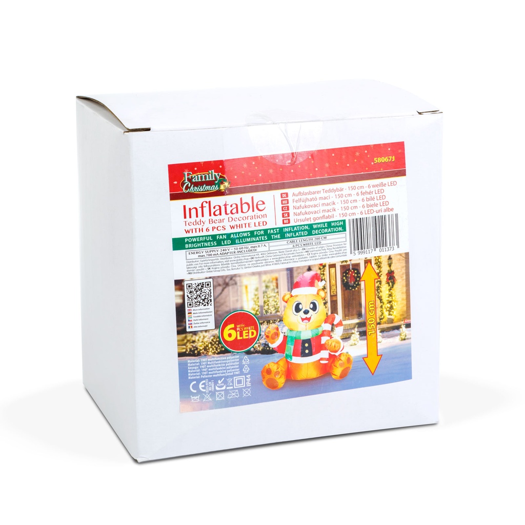 Ursulet gonflabil, 6 LED, IP44, 150cm