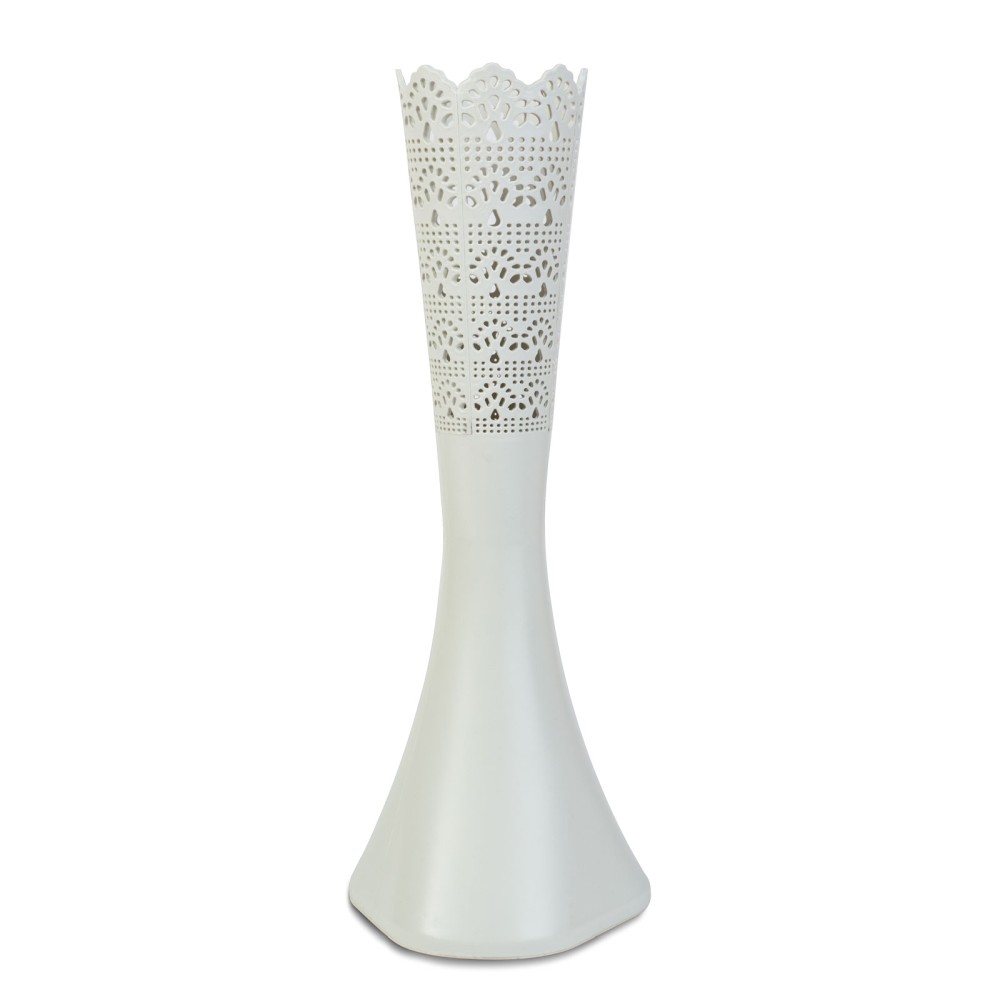 Vaza taiata cu laser, alba, 40cm