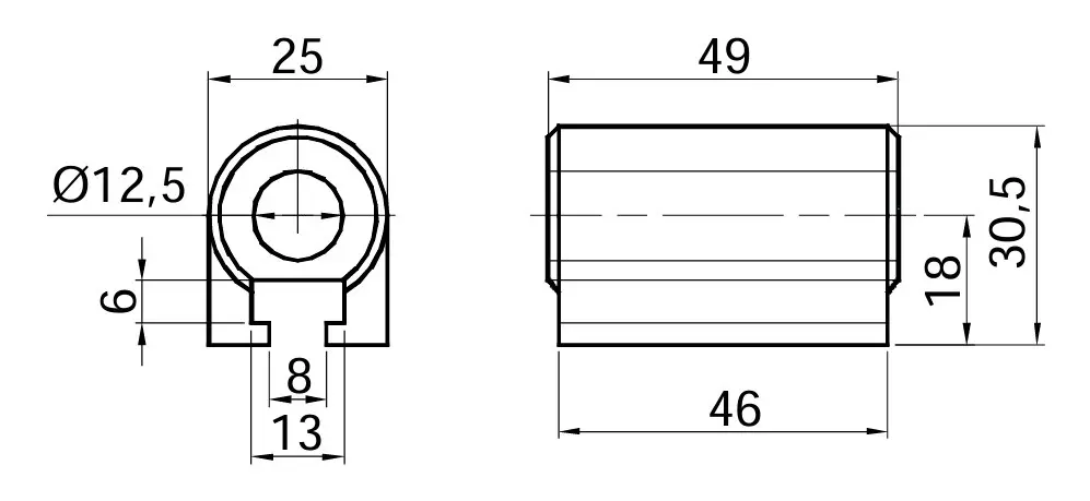 Balama oblon, aluminiu, Fi 12mm, soclu