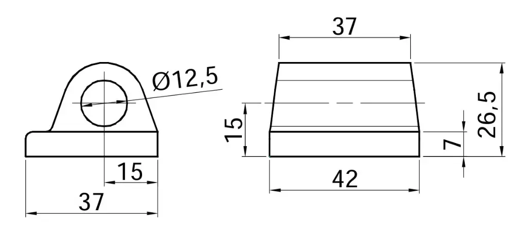 Balama oblon, sudabila, Fi 12mm, soclu