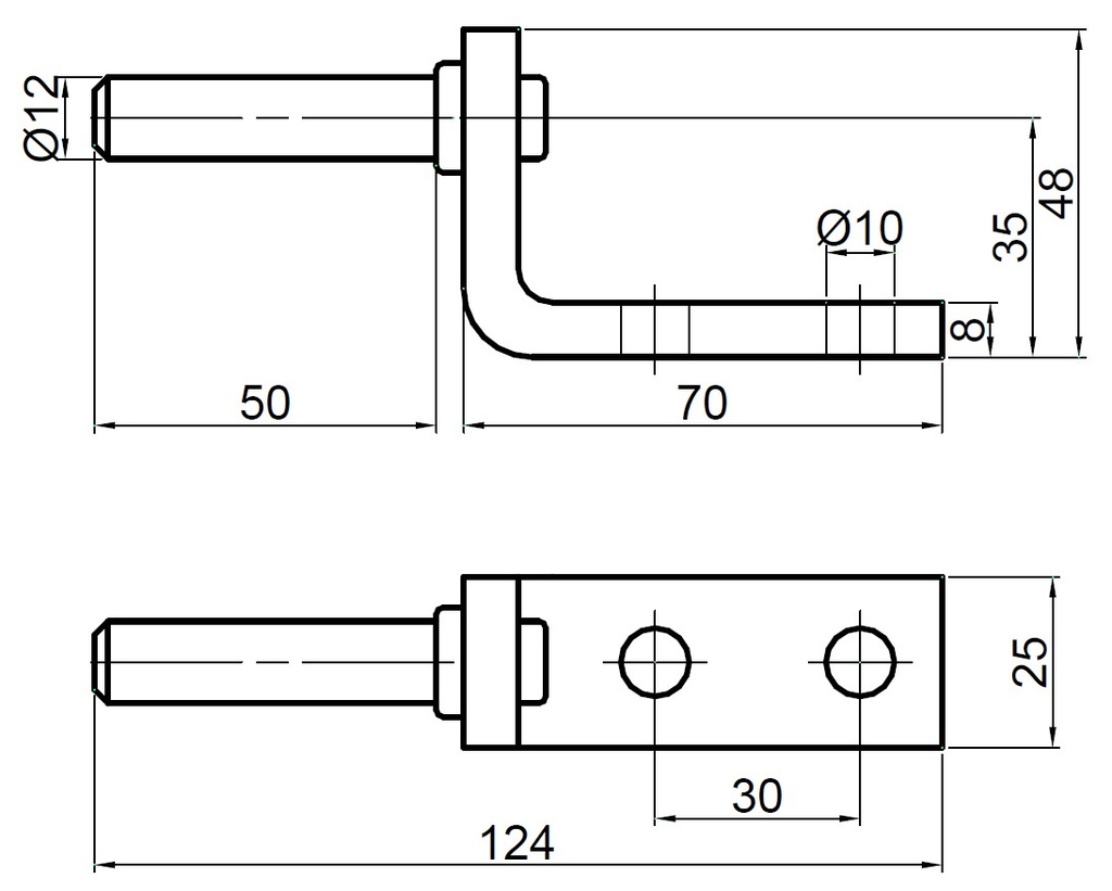 Balama oblon Fi 12mm, latime 25mm, set