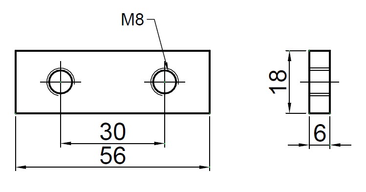 Balama oblon Fi 12mm, latime 25mm, set