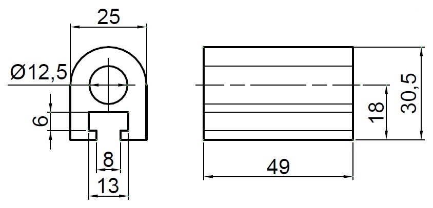 Balama oblon Fi 12mm, latime 25mm, set