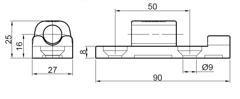 Balama oblon, 90mm, set complet