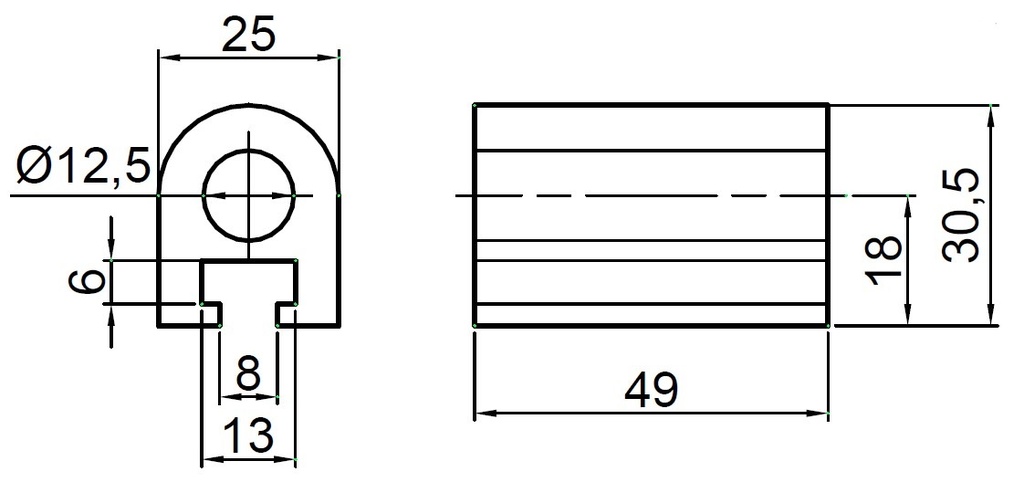 Balama oblon, Fi 12mm, latime 25mm, soclu