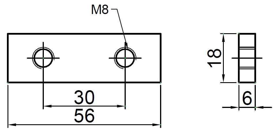 Placa filetata, fixare balama oblon Fi 12mm