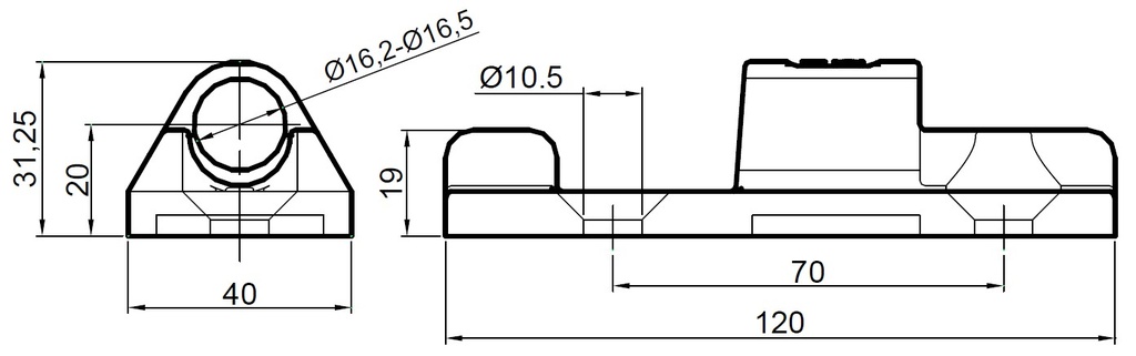 Balama oblon, 120mm, H 20, soclu