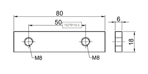 Placa filetata zincata, balama, 50/80mm