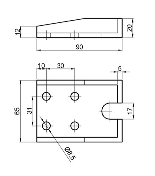 Contrapiesa inchizator oblon T, incastrat