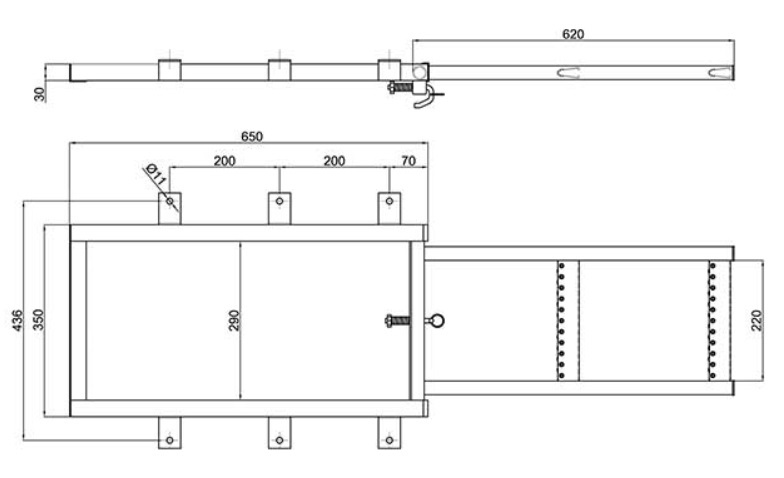Scara retractabila, zincata, 2 trepte