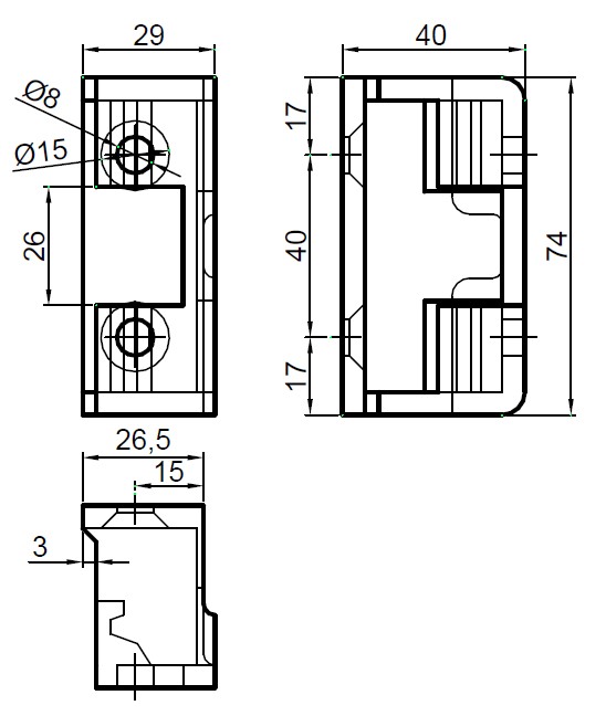Buzunar, contrapiesa inchizator T