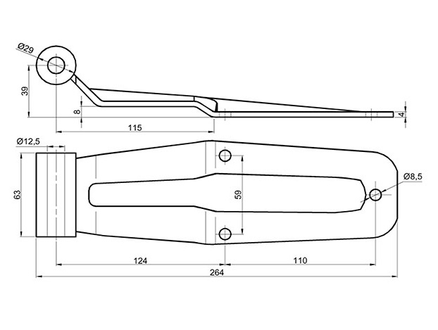 Balama usa spate, inox, 264mm
