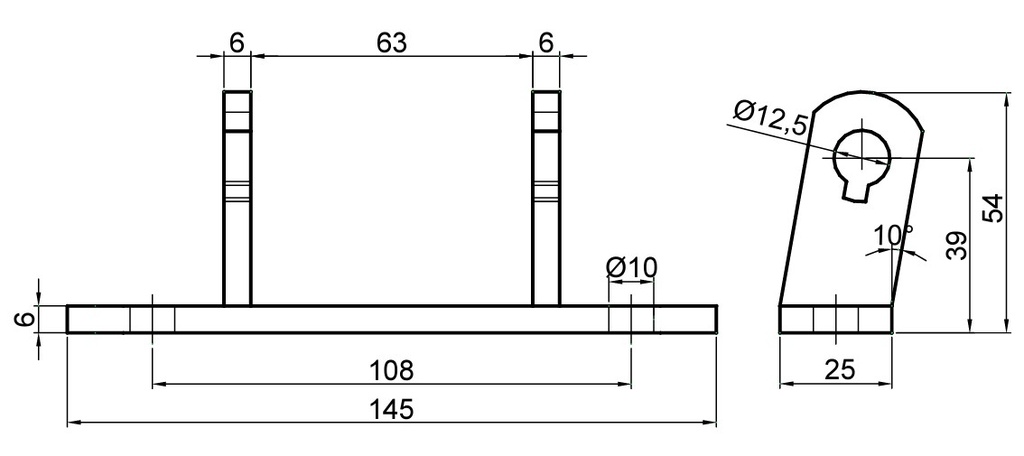 Suport balama usa, prindere cu surub, inox