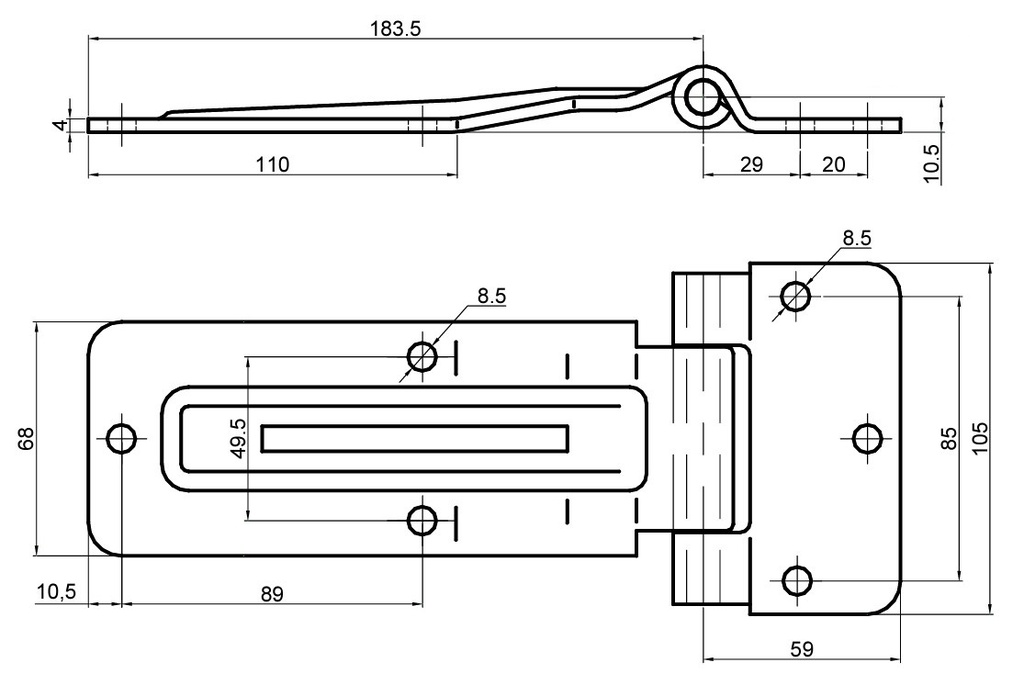 Balama usa, Inox, 242x105mm