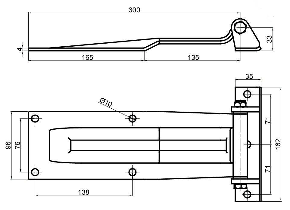 Balama usa spate, Inox, 300mm