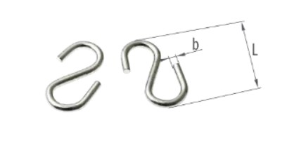 Carlig S, simetric, metalic, L 40mm