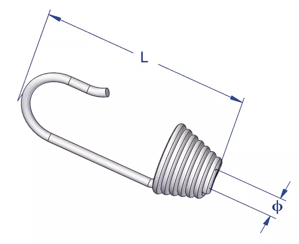 Carlig spiral extensor, Negru, 8mm