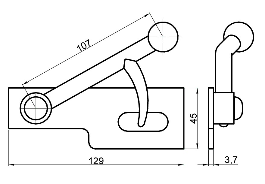 Inchizator oblon tip bila/cui cu placa 3.7mm