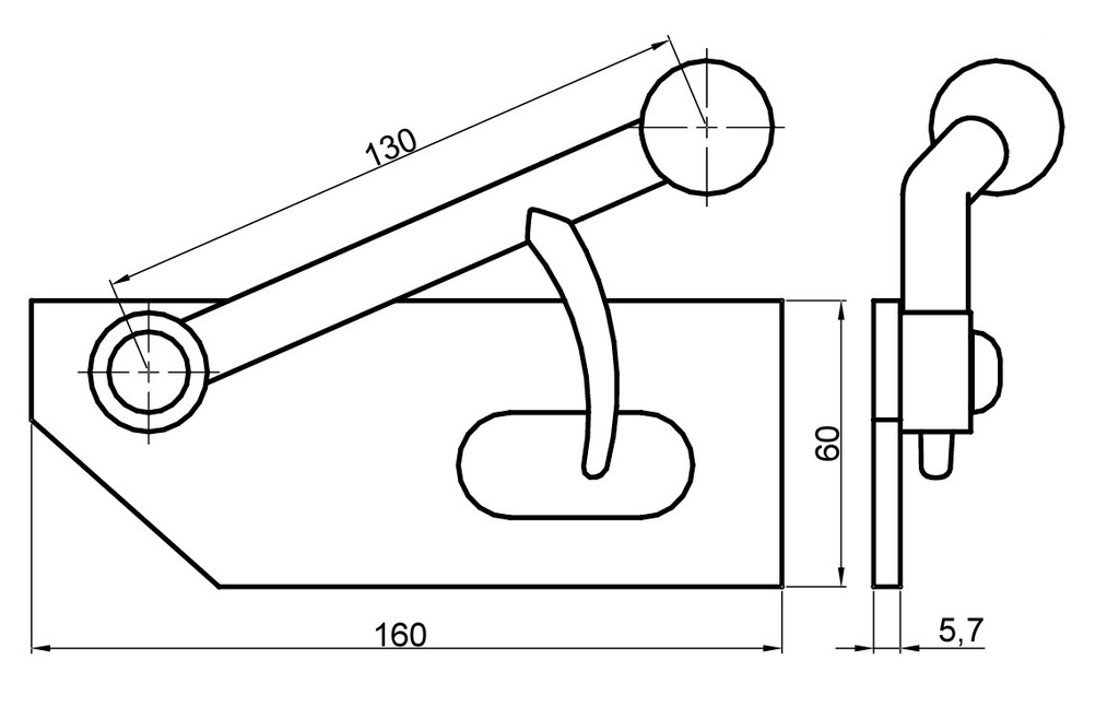 Inchizator oblon tip bila/cui cu placa 5.7mm