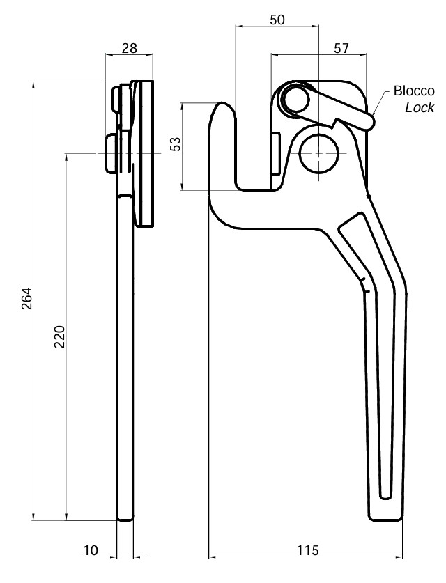 Inchizator oblon tip Franta cu blocare