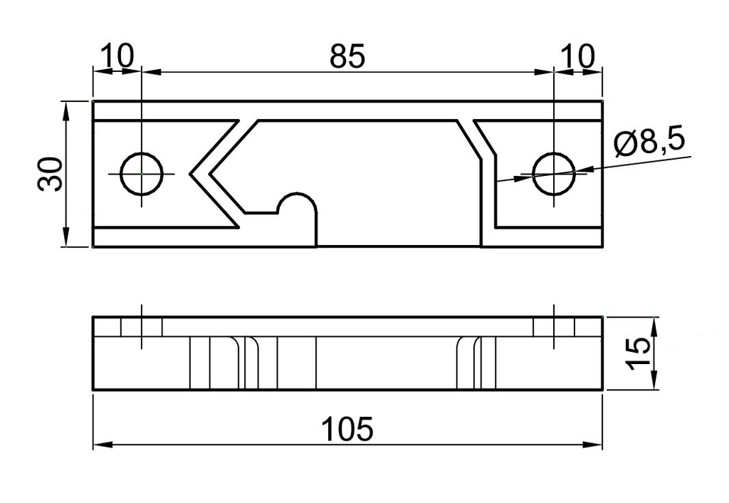 Inchidere incastrata usa, Inox, Fi 15mm, 27x13cm