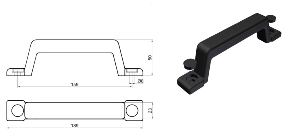 Maner poliuretan cu armatura metalica 23x50x189 mm