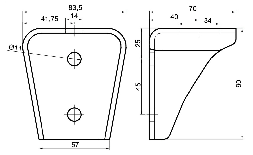 Consola, suport prindere sasiu, zincat, DAILY